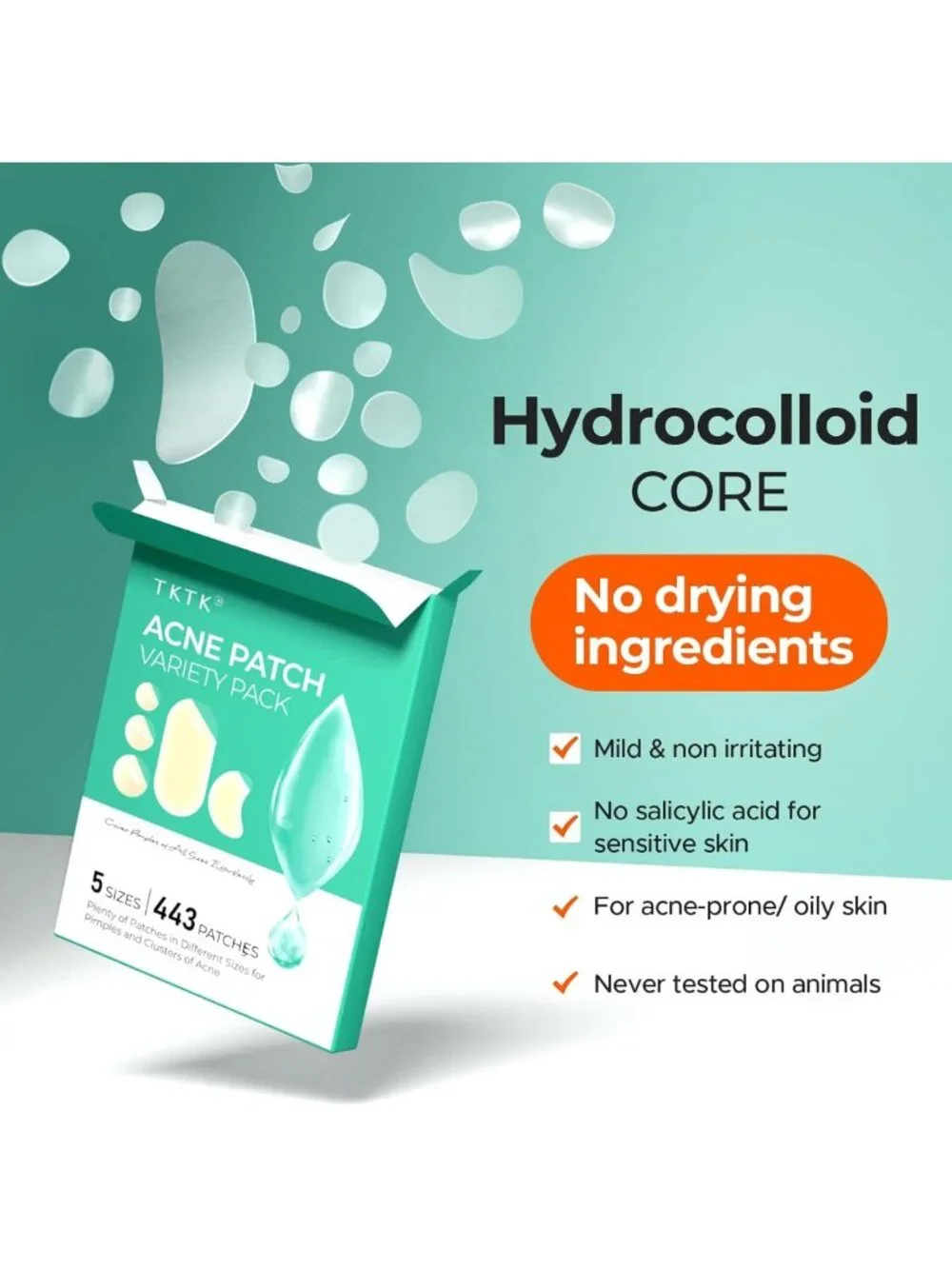 Hydrocolloid Acne Pimple Patches - 443 Count Face Cover for Clear Skin